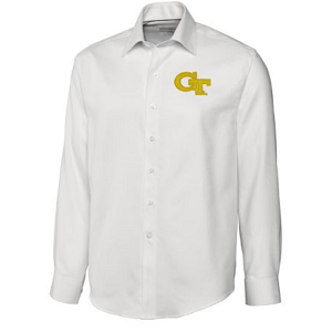 Georgia Tech Yellow Jackets Men's LS Epic Easy Care Dobby Shirt - White